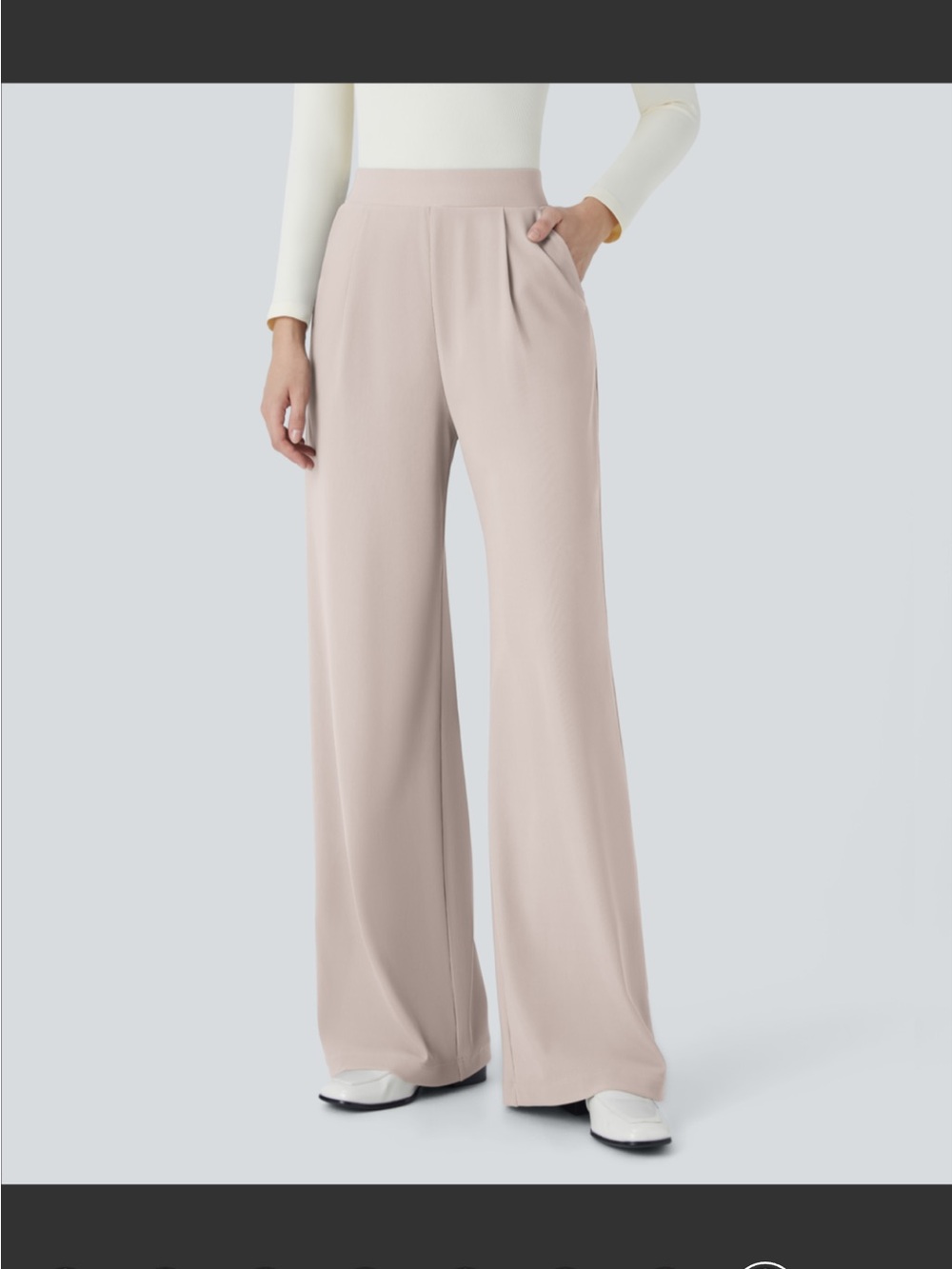 Halara FlexHigh Waisted Waist-Slimming Pocket Wide Leg Micro Waffle Work Pants